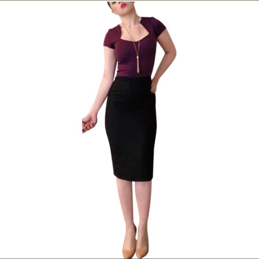 Dolce & Gabanna Black Wool Pencil Skirt SZ 42 6 4